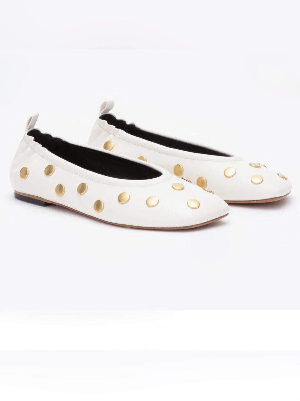 3.1 Phillip Lim White ID Stretch Back Ballerina Flat with Studs Gold